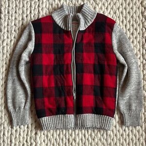 Boys Red and Black Plaid Sweater
